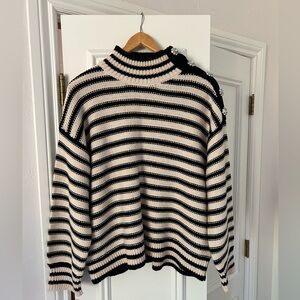 NWT J. Crew Striped Jeweled Button Sweater